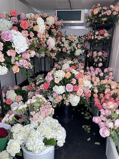 temporary wedding flower cooler