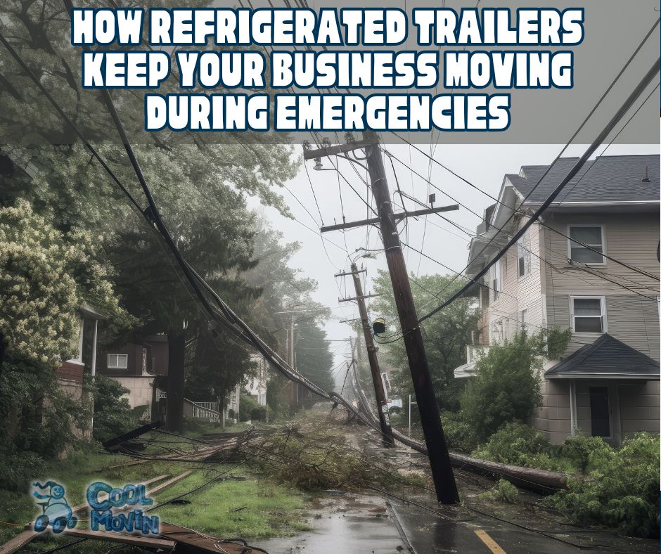 Storm after power lines are knocked down causing some businesses to use Refrigerated Trailers